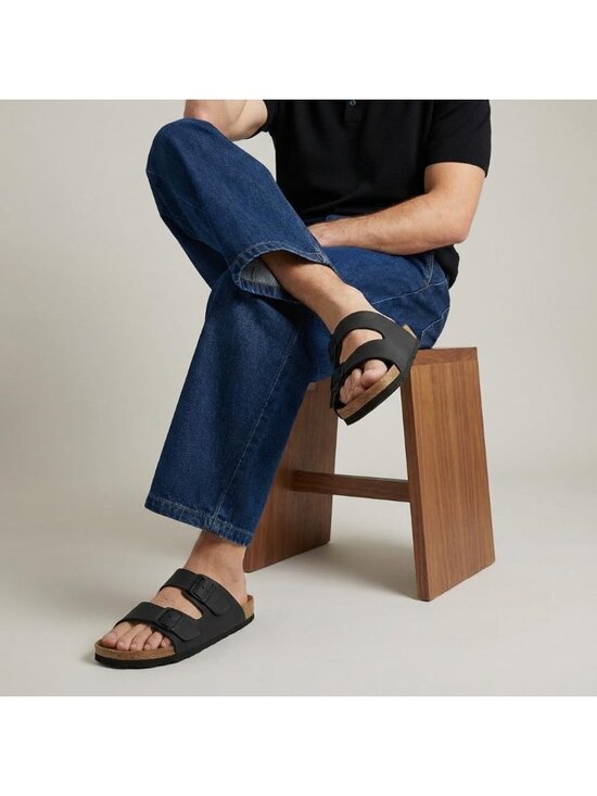 Men\'s Black Lane Cork Footbed Sandals Adjustable Buckle Comfort Slides main image 6